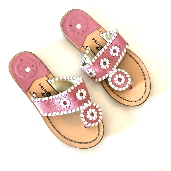 Palm Beach Sandals Other - Palm Beach Luxe Crafted Pink White Leather Sandals